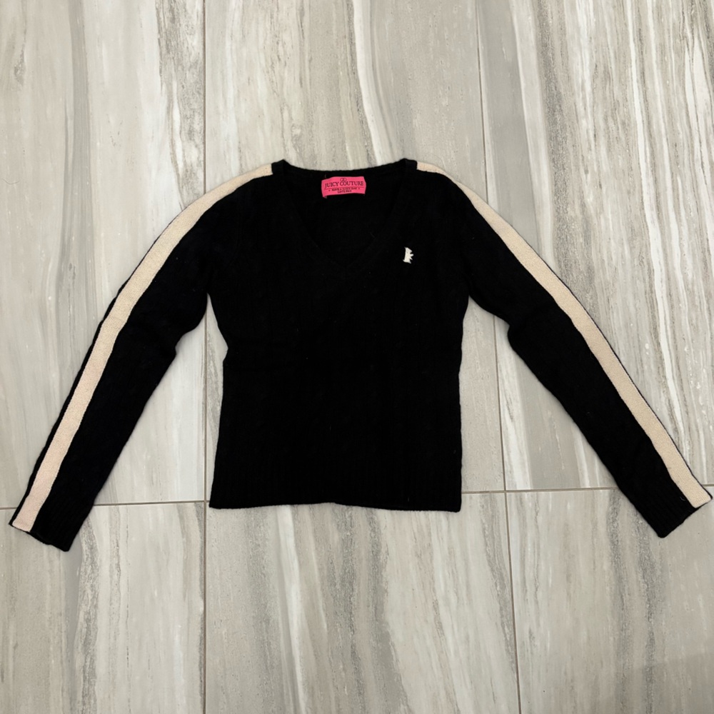 Juicy Couture Cashmere Black and White Sweater Size M